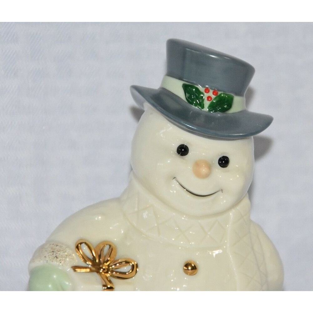 Lenox Christmas Frosty The Snowman Porcelain Figurine Blue Top Hat & Present 6" - Picture 3 of 9